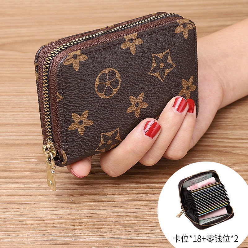 Ví Đựng Thẻ Nhiều Ngăn Có Khóa Kéo Phong Cách Retro