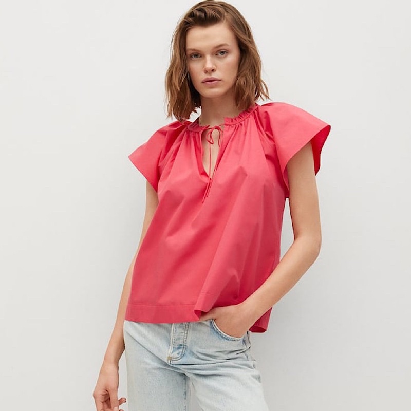 Áo Sơ Mi Kiểu Cổ Nhún Bèo Mango