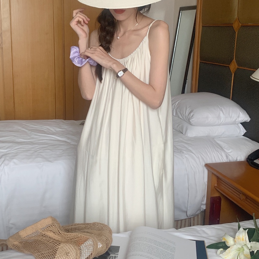 Đầm Hai Dây Xếp Ly Dáng Rộng Phong Cách Pháp Thanh Lịch 52754 3 Màu