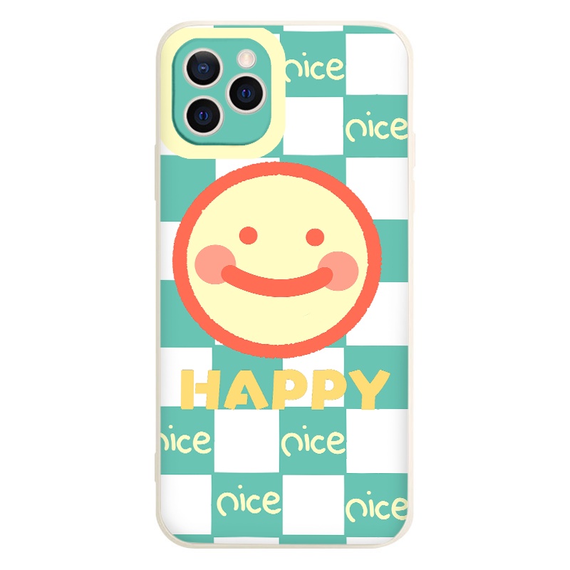 Ốp Iphone sọc caro mặt cười HAPPY NICE cạnh vuông ốp lưng iphone 13 pro max 11 promax 12 promax 6 6plus 7 plus 8 x xsmax