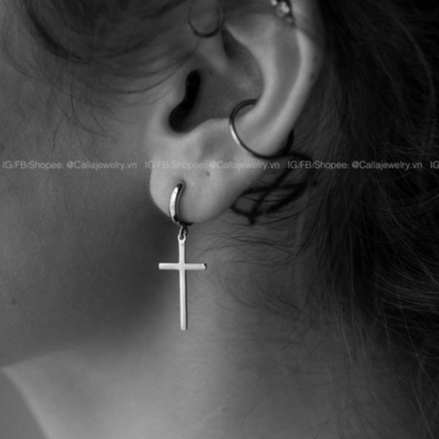 Khuyên tai bạc Crucifix - CALLA JEWELRY | E032