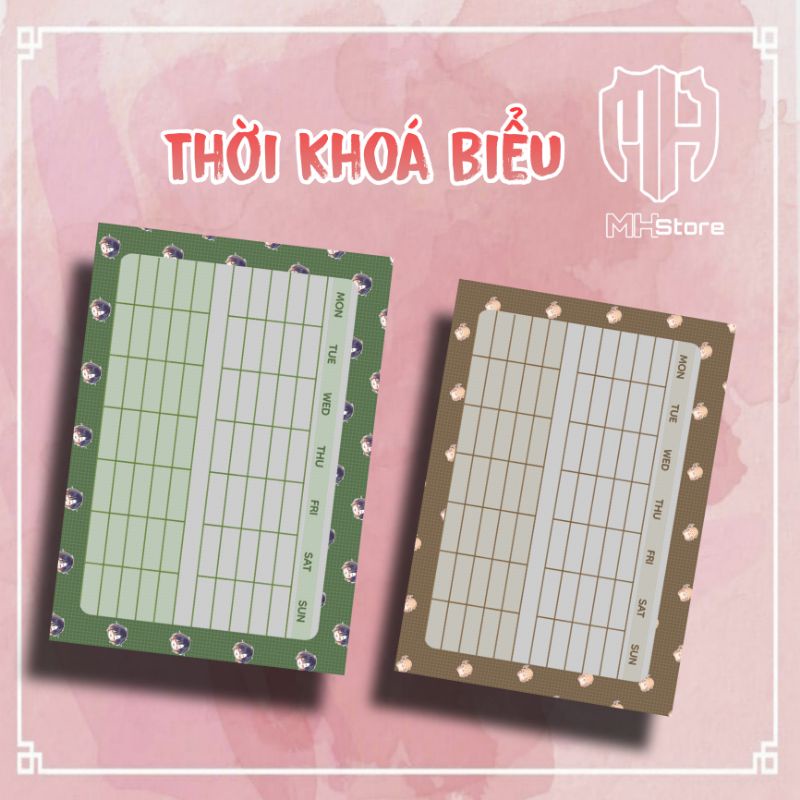 Combo thời khoá biểu kèm sticker môn học nhân vật truyện tranh tình yêu thầm kín chibi