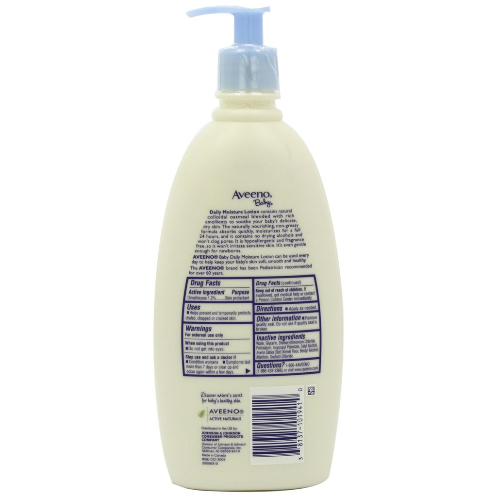 Dưỡng thể giữ ẩm da trẻ em Aveeno Baby Daily Moisture Lotion 532ml (Mỹ)