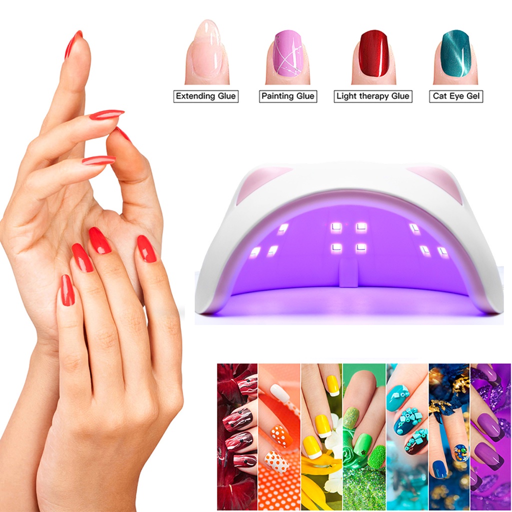 Đèn LED UV 20 Bóng 60W Hong Khô Sơn Móng Tay Không Đau Sạc USB