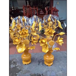 hoa sen gỗ mít 1 chiếc cao 90cm