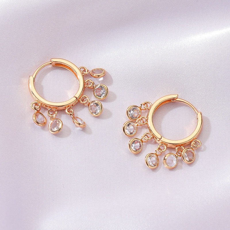 Khuyên tai Pinkdudu PD617 dạng vòng nhỏ dáng ngắn đính hạt giọt nước nhỏ dễ thương thời trang cho nữ
