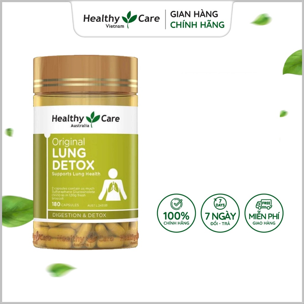 Viên uống giải độc phổi Healthy Care Original Lung Detox 180 viên
