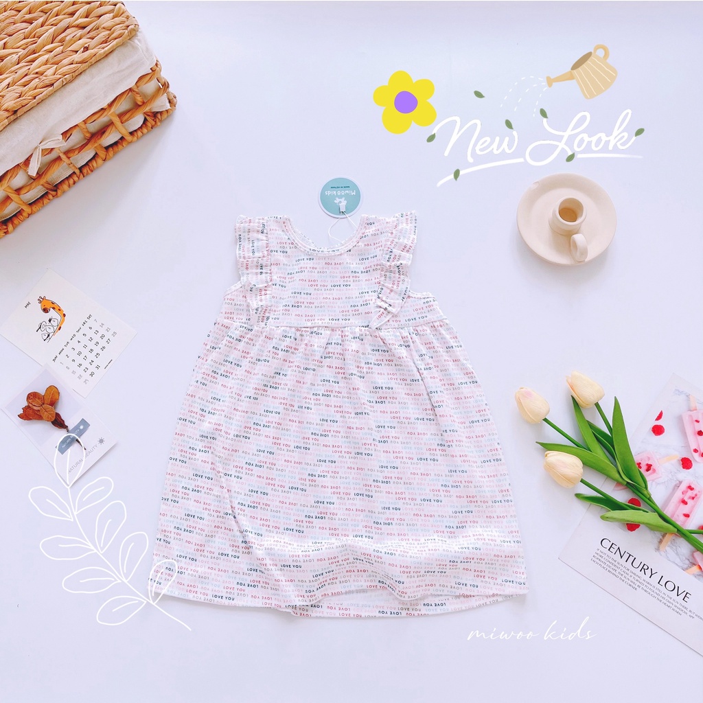 Váy MIWOO Cánh Tiên  ⚡FREESHIP⚡ Chất Cotton Bozip Cho Bé Gái Thoải Mái Thoáng Mát Ngày Hè