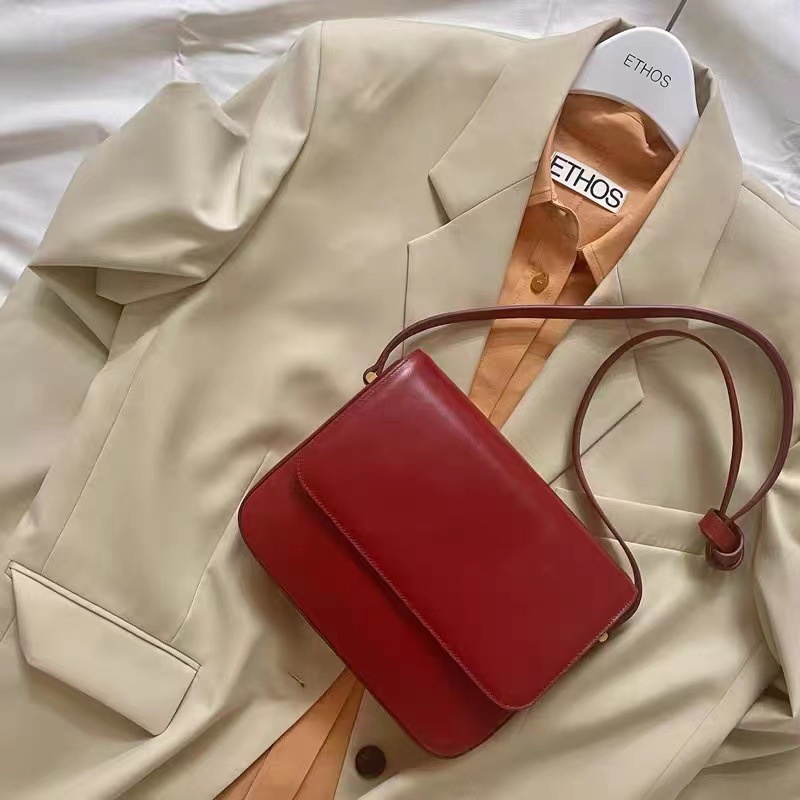 Túi Đeo Chéo Màu Trơn Khóa Nam Châm Phong Cách Hàn Quốc Cho Nữ