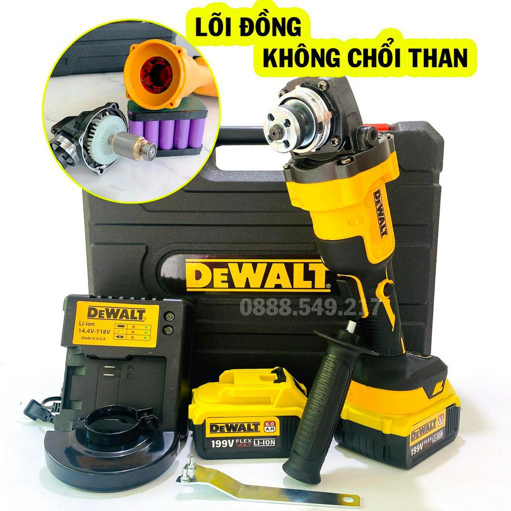 Máy Mài Góc Dewalt - Máy Cắt Cầm Tay 2 Pin 199V 10 Cell Siêu Khỏe - Hàng Lõi Đồng Không Chổi Than 3 Tốc Độ Tải Linh Hoạt