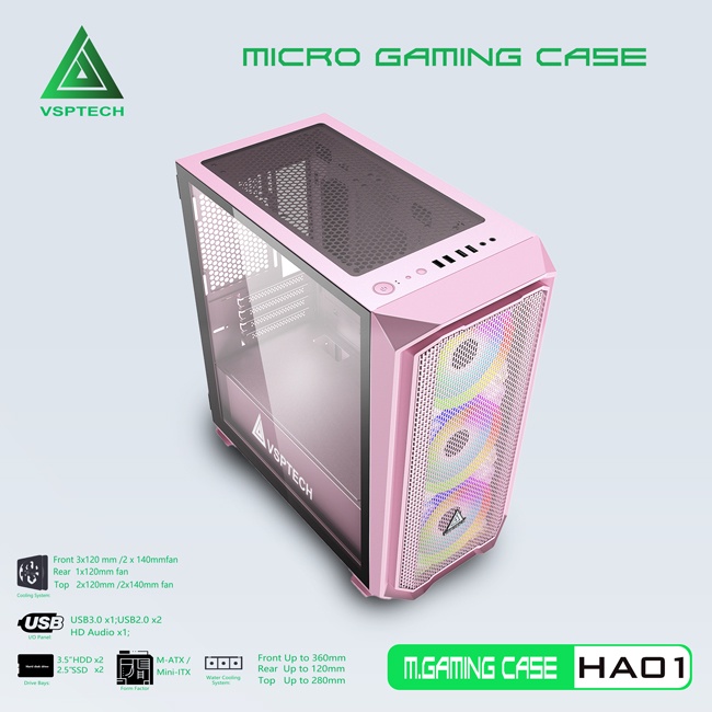 [Mã 254ELSALE giảm 7% đơn 300K] CASE VSPTECH GAMING HA01