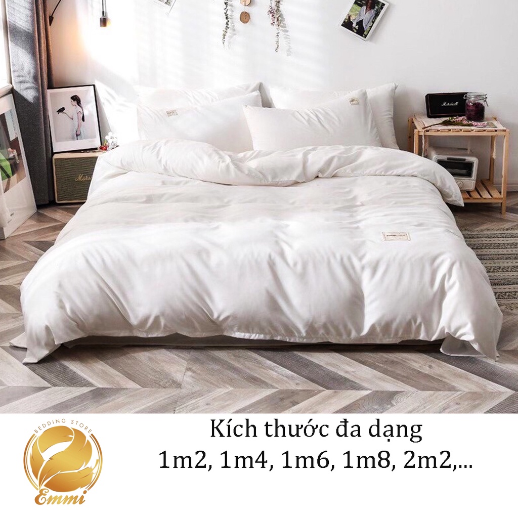 Bộ Chăn Ga Gối Cotton Tici Emmi Bedding Mẫu Trắng tinh, Drap Giường Đủ Size Nệm 1m, 1m2, 1m4, 1m6, 1m8, 2m2 t
