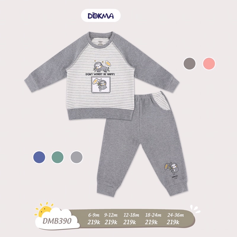 [FREESHIP] Bộ dài tay cotton len dày 9-36 tháng tuổi cho bé Dokma Voi.Kids DMB390
