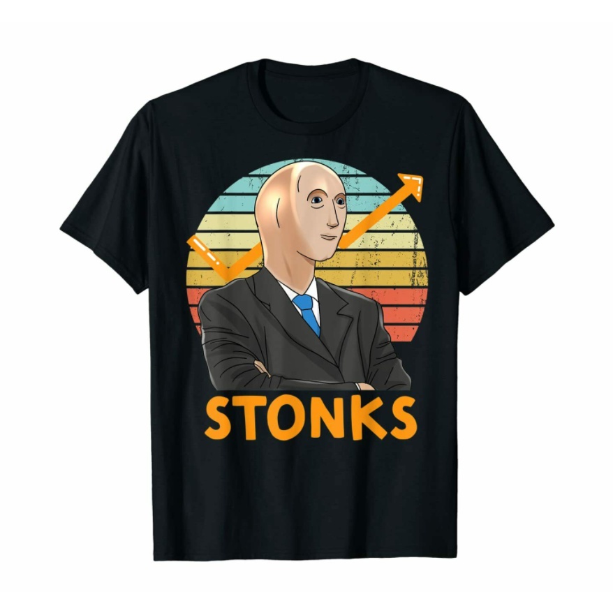 Stonks Guy Dank Meme Áo thun đen họa tiết Broker Stonks Guy Dank Meme vui nhộn