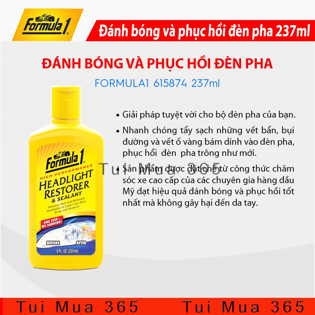 Dung dịch đánh bóng và phục hồi đèn pha FORMULA cho Ôtô và xe máy 237ml