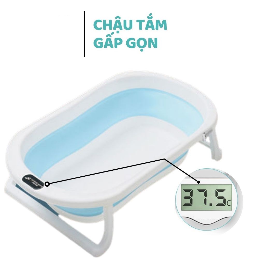 Bồn tắm báo nhiệt gấp gọn cho bé, ngồi nằm hoặc bơi lội, chậu tắm chuyên dụng cho bé từ 0 đến 5 tuổi