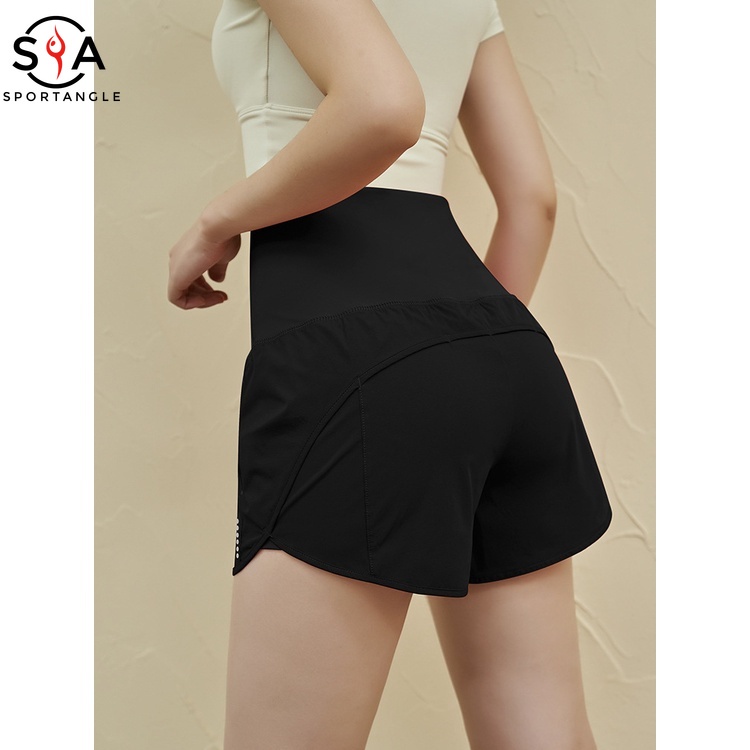 Quần short thể thao SPORTSANGEL lưng cao giả hai lớp thời trang cho nữ