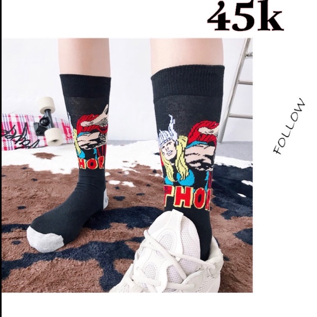 Vớ tất cao cổ in hình cá tính hàng Quảng Châu