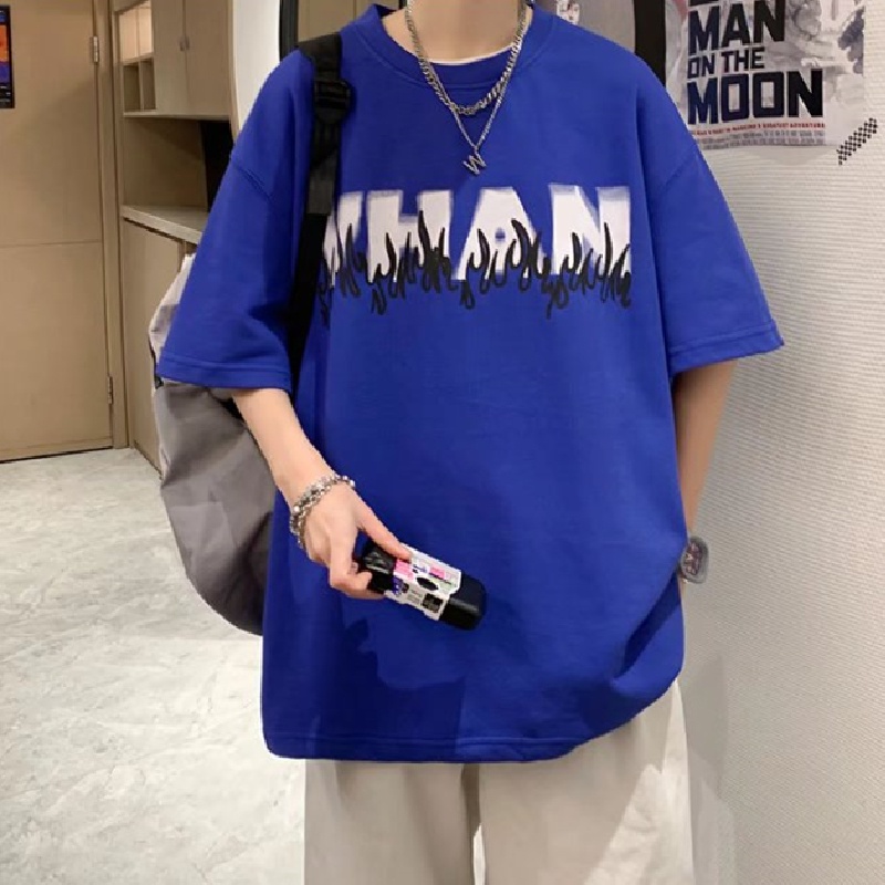 Áo Thun Tay Ngắn Cổ Tròn Dáng Rộng In Chữ Thời Trang Mùa Hè Phong Cách Nhật Bản Cho Nam Giới [M-8XL]