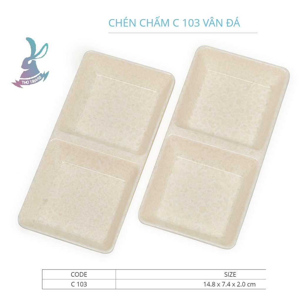 Chén chấm màu vân đá trắng nhựa melamine Fataco Việt Nam