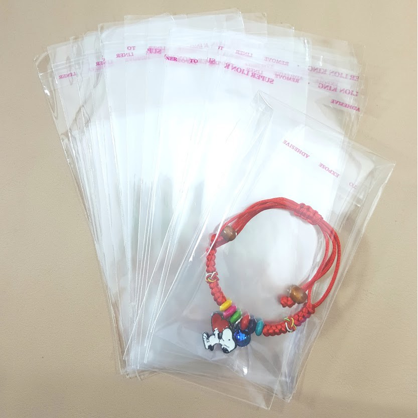 100g (~200cái) Túi Opp dán mép 6x10cm (+4) - Túi nilon băng keo dán miệng