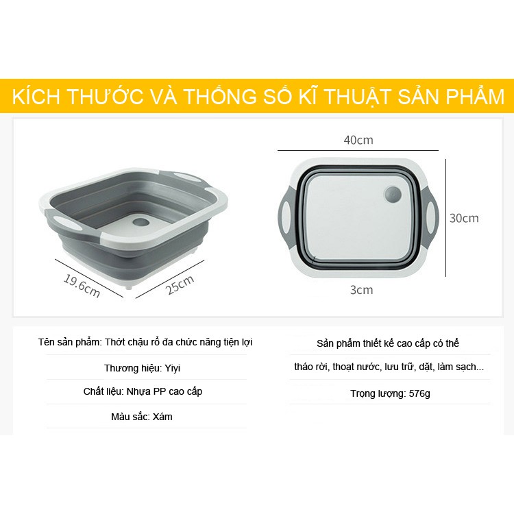 Thớt Kiêm Chậu Gấp Gọn 2 Trong 1 Đa Năng Tiện Dụng