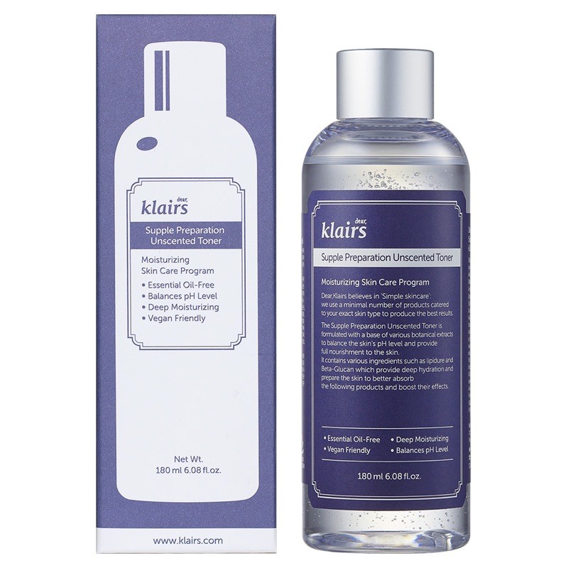 180ML-Nước Hoa Hồng Không Mùi Dear KLAIRS Dưỡng Ẩm Da