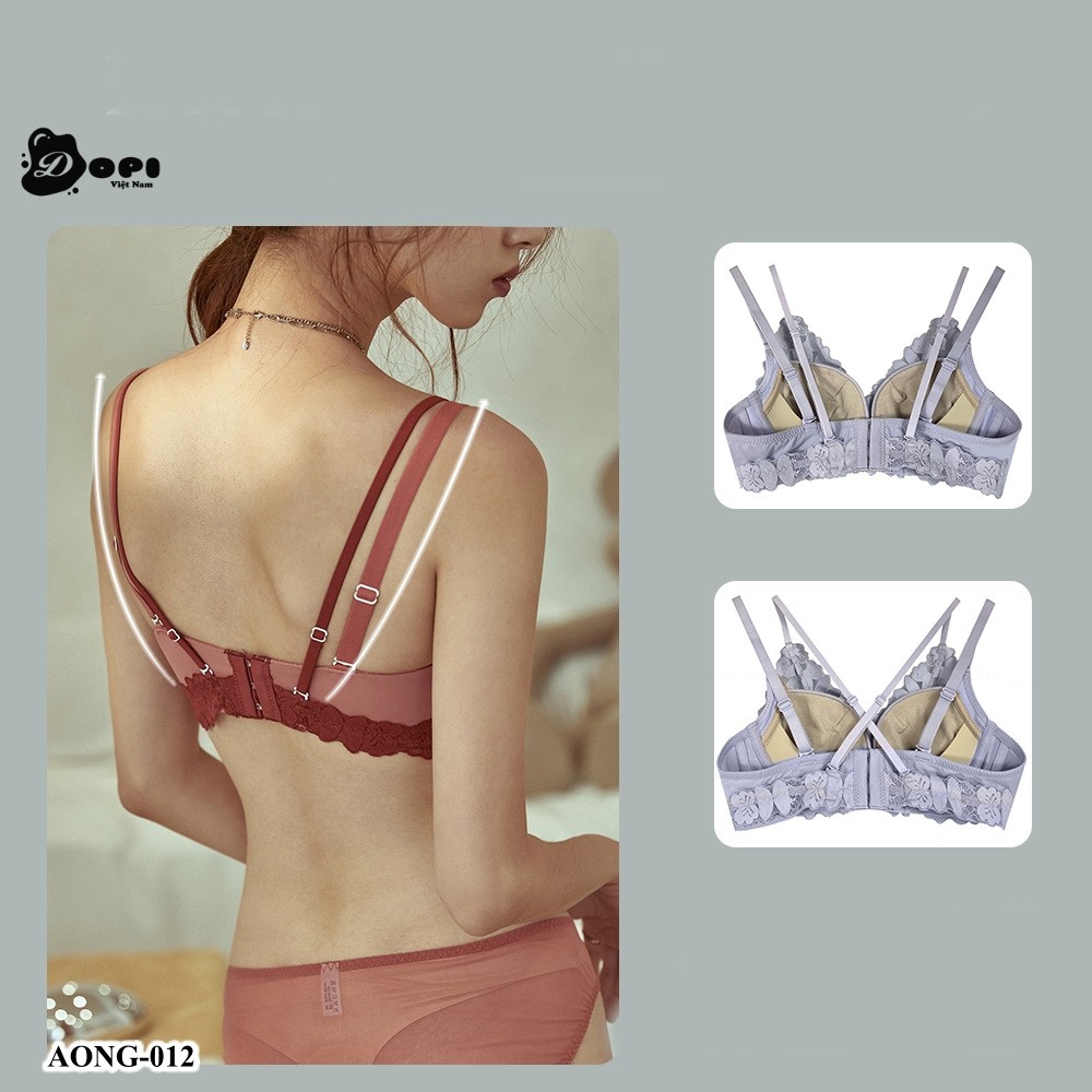 Bộ đồ lót áo ngực và quần lót nữ cao cấp AONG-012 không gọng phối ren
