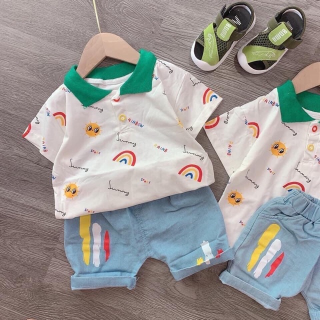 Set áo thun quần jean bé trI