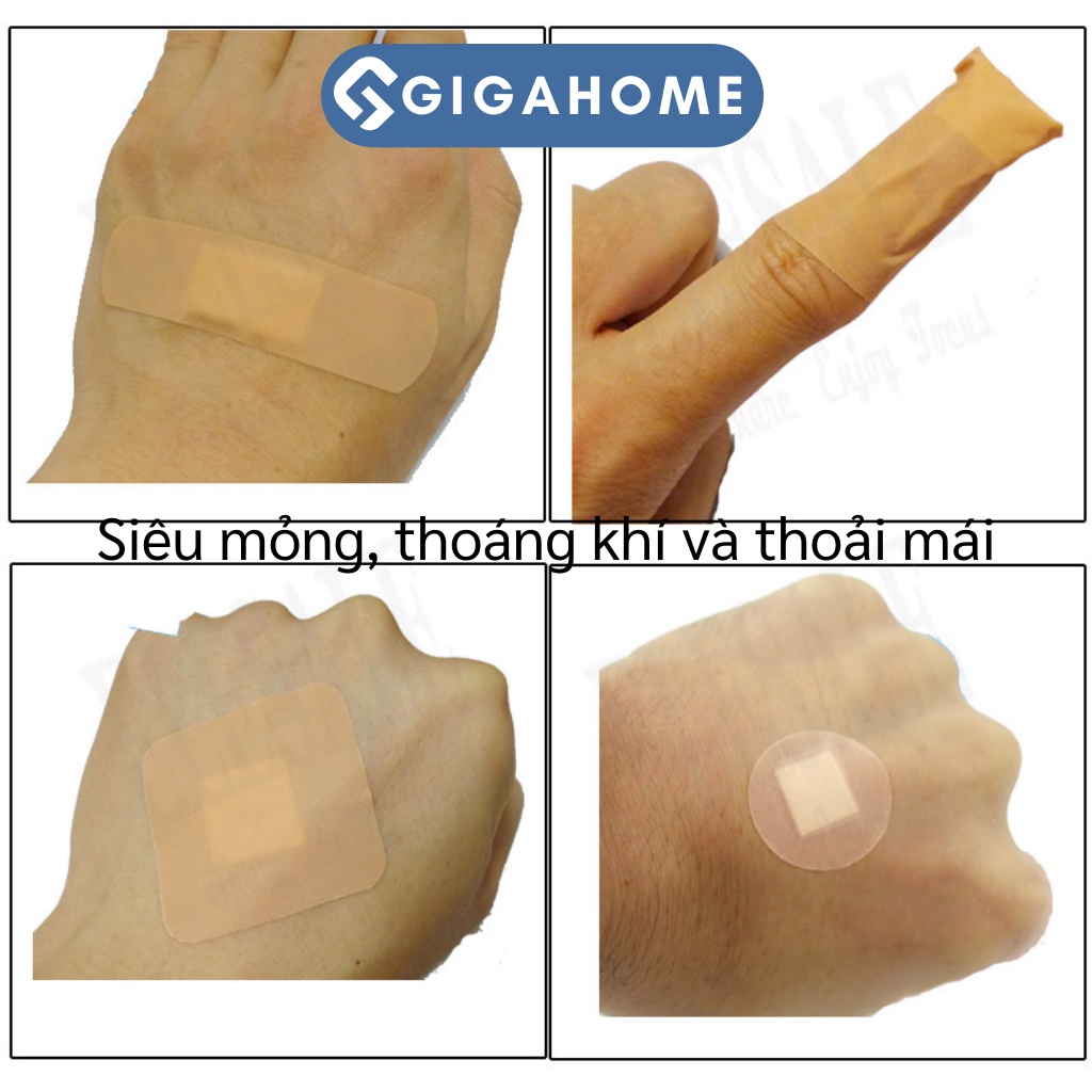 Hộp 100 Miếng Băng Cá Nhân 4 Loại GIGAHOME Chống Thấm Nước, Thoáng Khí 5228