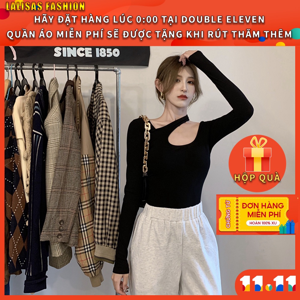 [ Mã 11FASHIONSALE1 giảm 10K đơn 50K ] Áo thun dài tay dáng ôm màu trơn kiểu Hàn Quốc dễ phối đồ