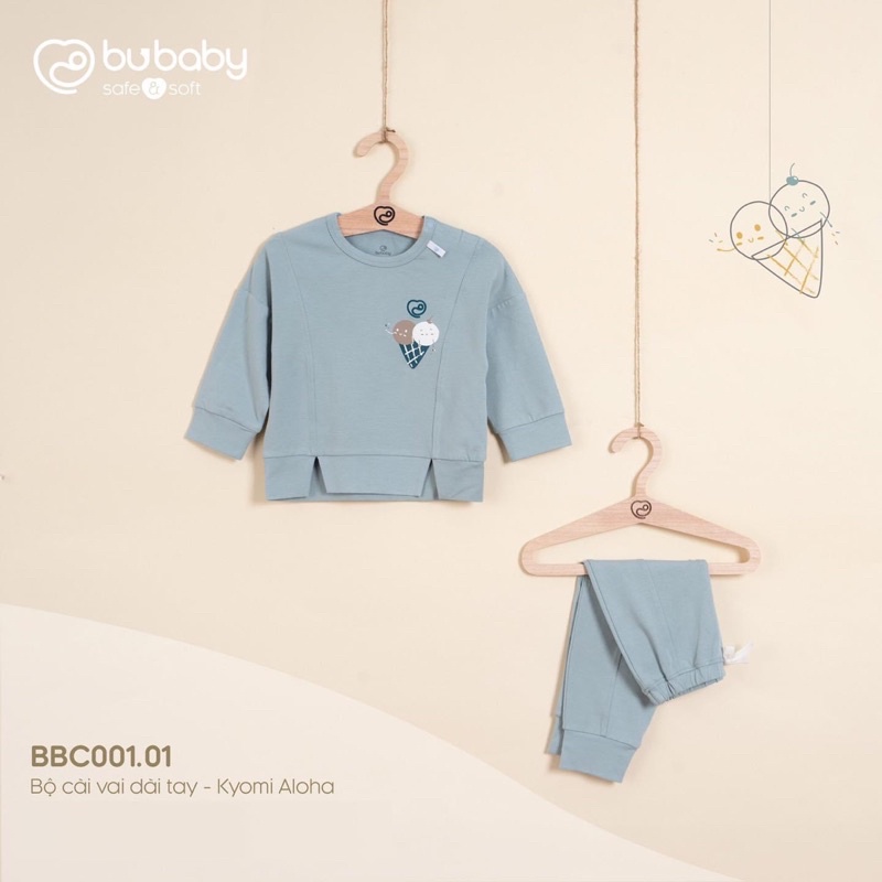 Bu Sale up to 50%Bubaby! Bộ dài tay cài vai quần dài - Kyomi Aloha! Chuẩn size