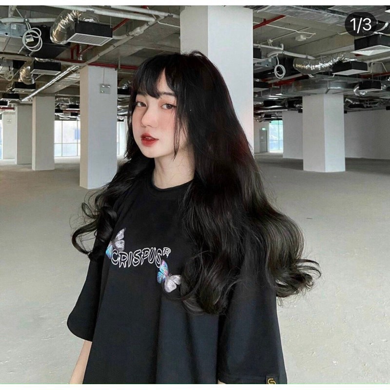 [AMANDA] Áo cotton tay lỡ Unisex in hình bướm 7 màu basic