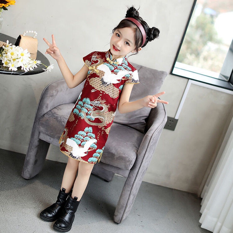 Đầm Sườn Xám Cách Tân Thiết Kế Mới Thời Trang Mùa Hè Theo Phong Cách Trung Hoa Dành Cho Bé Gái