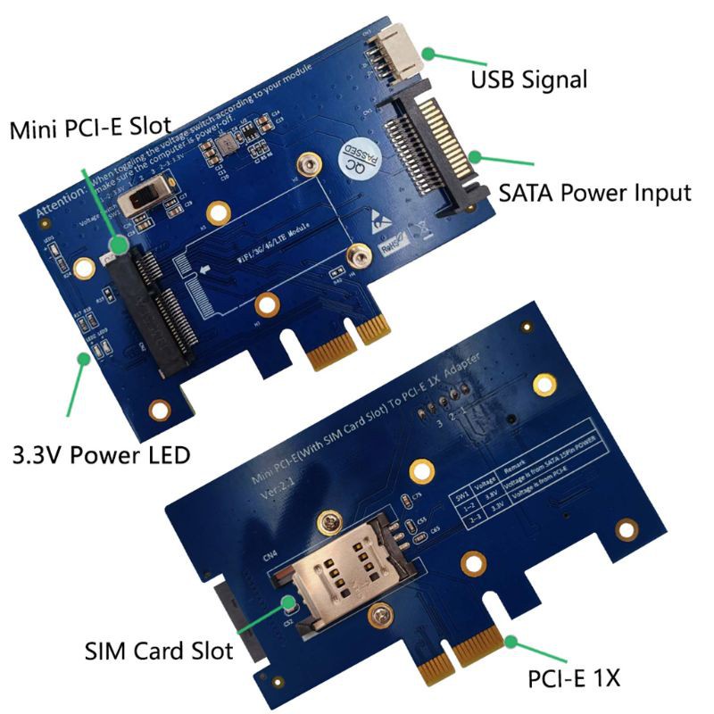Bộ Chuyển Đổi Thẻ Sim Wifi 3g / 4g / Lte Pci-E Pci Express Sang Pci-E 1x | BigBuy360 - bigbuy360.vn
