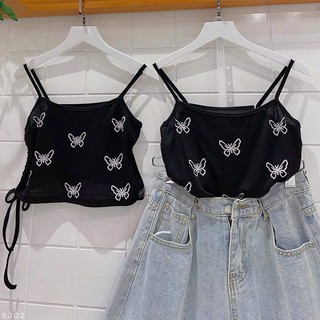 Áo hai dây, Áo 2 dây croptop body hình bướm dây rút eo - CUTEZOO