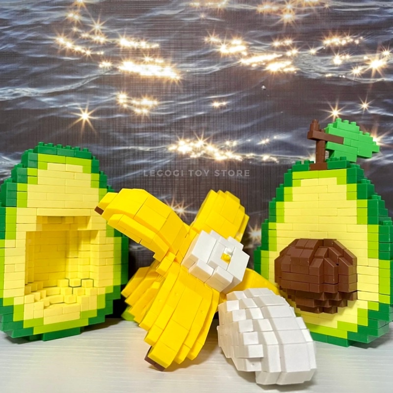 Đồ chơi xếp hình HOA QUẢ BƠ CHUỐI ĐÀO mô hình lắp ráp