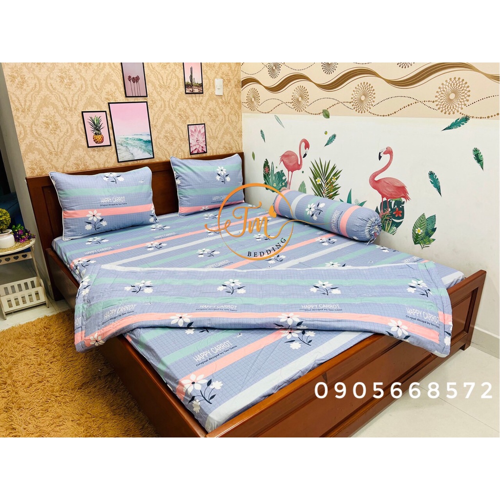 Chăn ga 100% coton chuẩn 5 món kèm chăn chần gòn sang trọng.