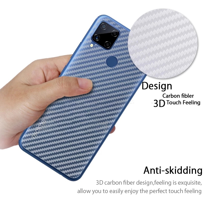 Dán Lưng Điện Thoại Cacbon Chống Vân Tay Cho Realme C35 C30 C21y C25s C25 C21 C20 C17 7i C15 C12 C11 2021 Narzo 50A Prime C3 C2 GT NEO 5G 4G 2022