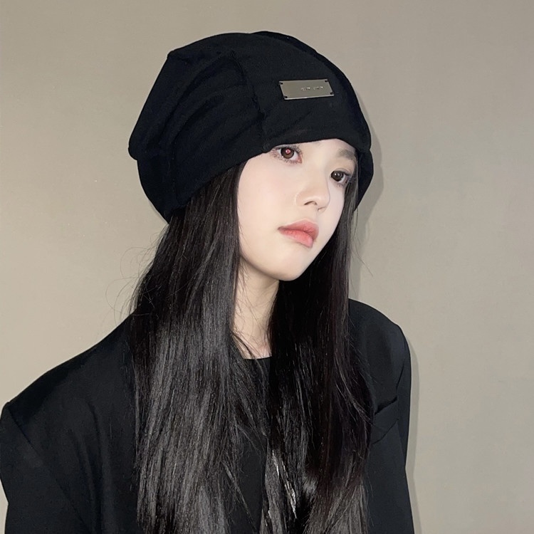 Mũ dệt kim MG STUDIO thẻ kim loại mạ điện thời trang