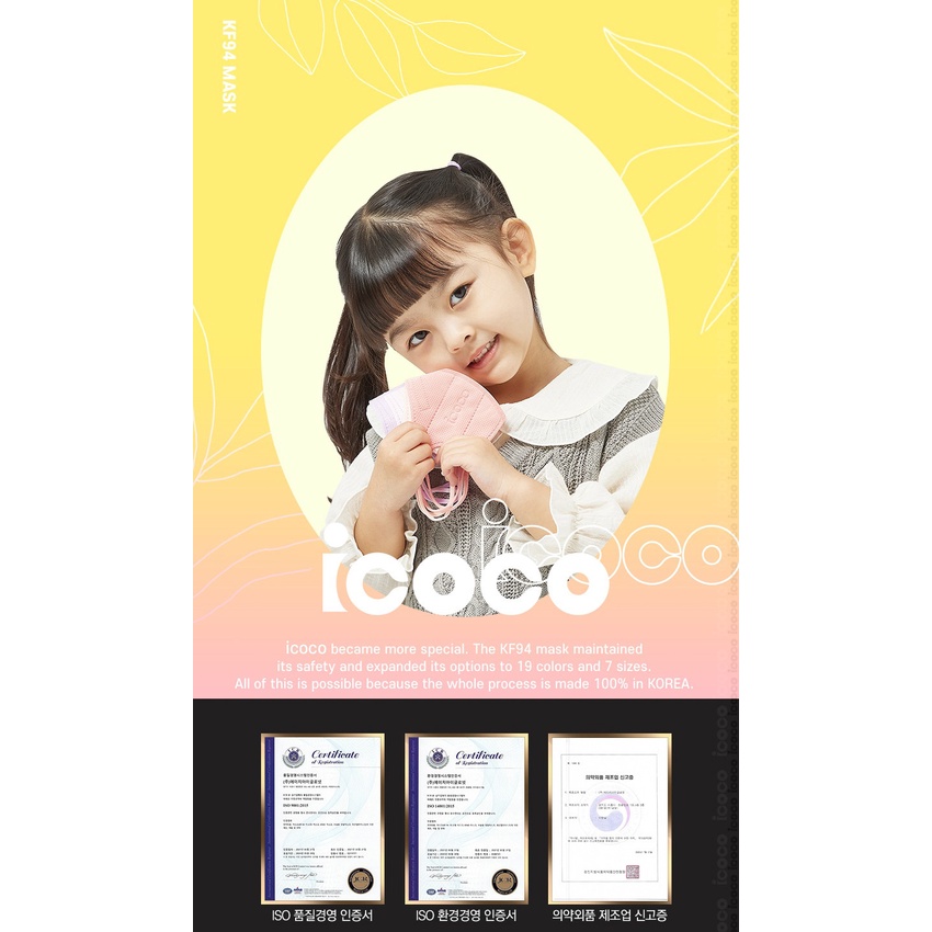 Bộ 40 cái khẩu trang Icoco Hàn Quốc KF94 cho em bé và người lớn