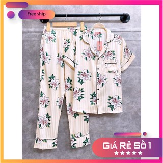  Đồ Bộ Pyjama Lụa Gấm Cao Cấp Ngắn Tay Quần Dài 💖[HÀNG ĐẸP] Mã 61