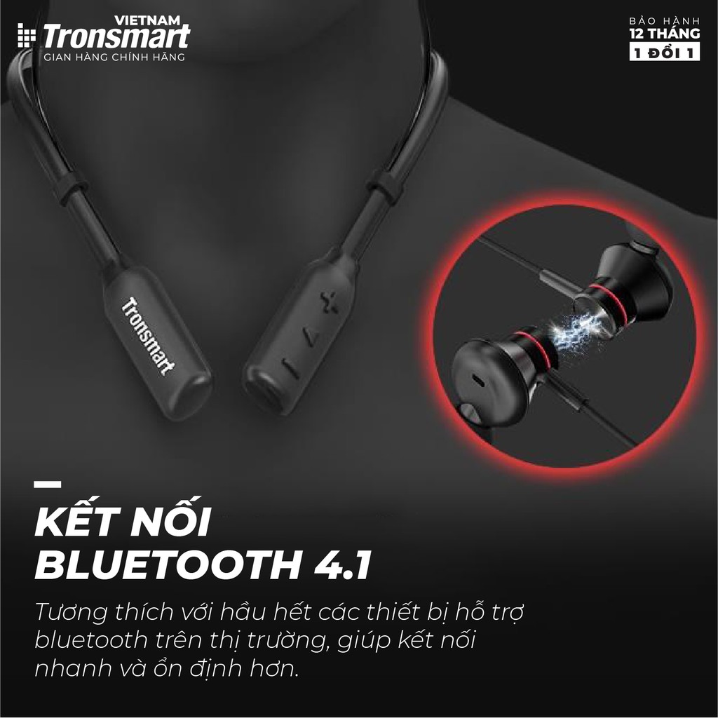 Tai nghe Bluetooth Tronsmart Encore S2 Plus Chống nước IPX5 Khử tiếng ồn TM-322482 - Hàng chính hãng - Bảo hành 12 tháng