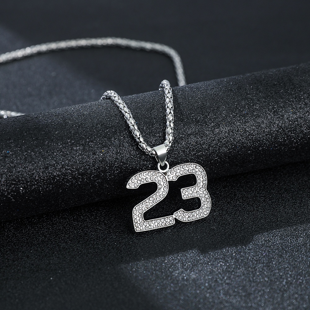 Nhẫn Pha Lê Thời Trang Hip Hop Huyền Thoại Bóng Rổ Vòng cổ Mặt 23 Dành Cho Nam