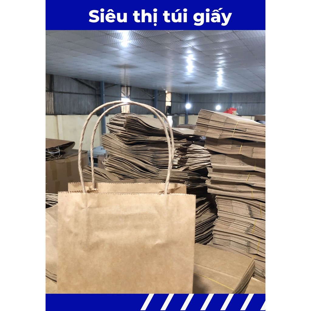 COMBO 10 CHIẾC TÚI GIẤY KRAFT XI MĂNG S1: 15.5x9x25 cm CÓ QUAI ( ẢNH THẬT SHOP TỰ CHỤP)