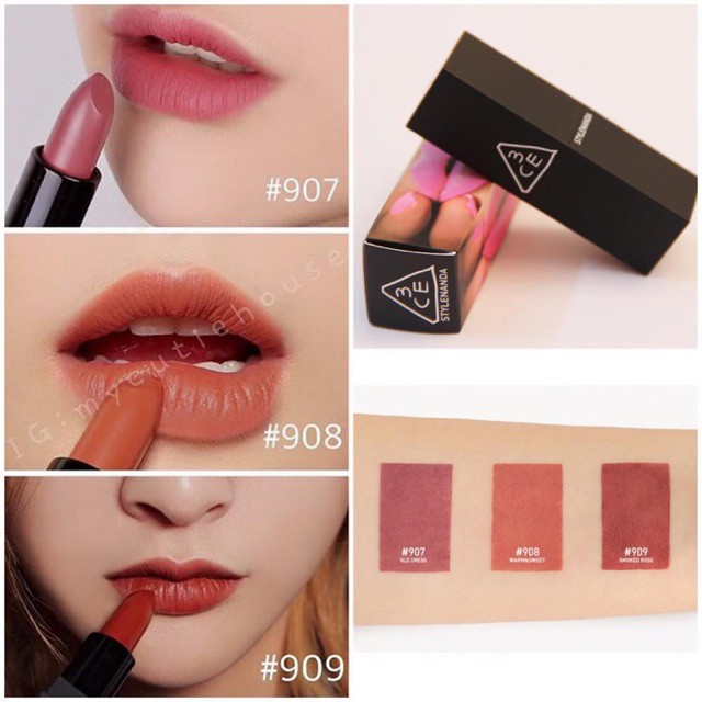 Son Thỏi 3CE Matte Lip Color Vỏ Đen Chính Hãng Hàn Quốc