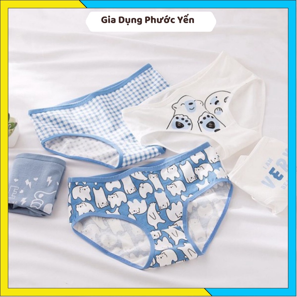 Combo 10 Chiếc Quần Lót Nữ Cute Quần Chíp Gấu Xanh Cotton Quảng Châu Cao Cấp