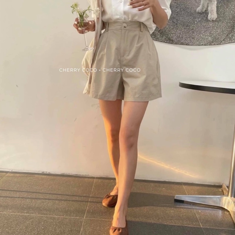 Quần shorts thô may ly dáng Hàn Quốc 73105 CHERRYCOCO