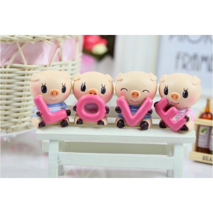 BỘ TƯỢNG 4 CHÚ HEO LOVE XINH XẮN