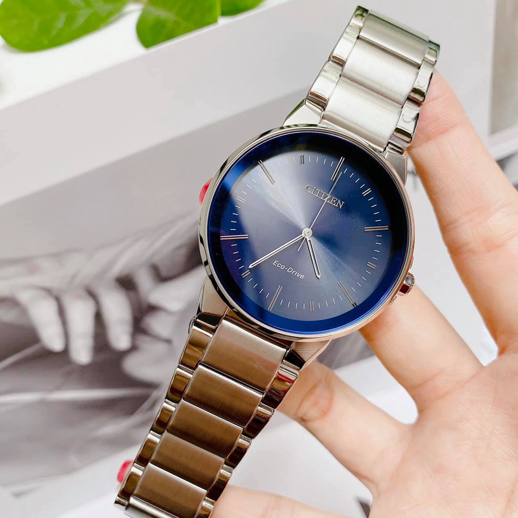 Đồng Hồ Nam Citizen Eco-Drive BJ6510-51L dây bạc mặt xanh